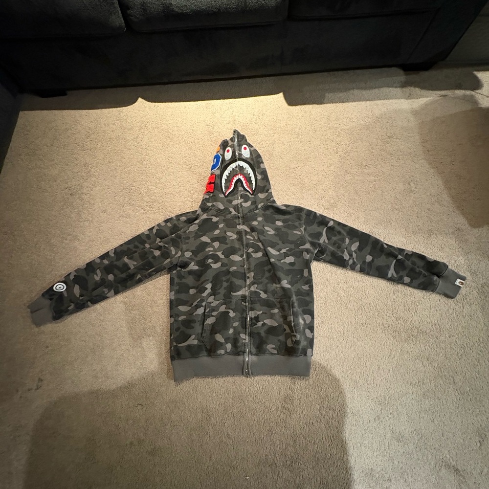 BAPE black and grey camo hoodie